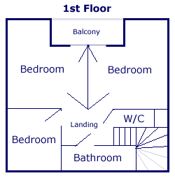 Layout of the ground floor of 'Chalet Bleu'
